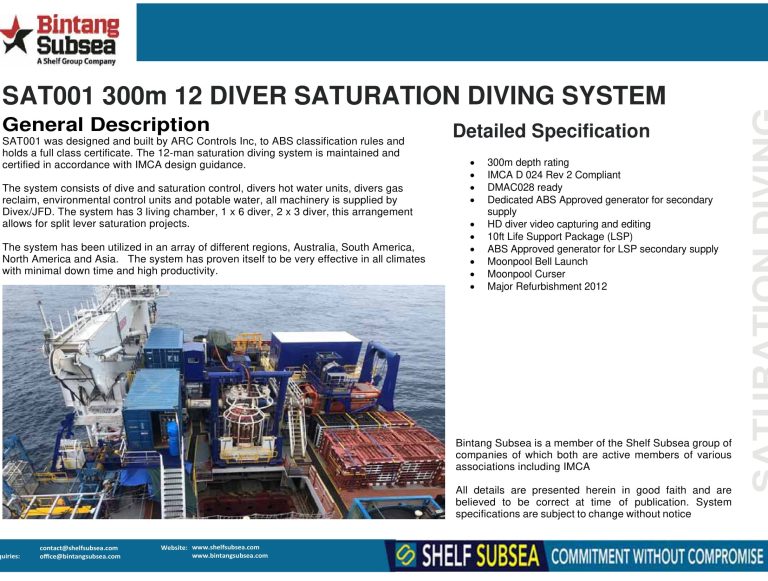 BSV6 SAT001 300m 12 Diver SAT Diving System